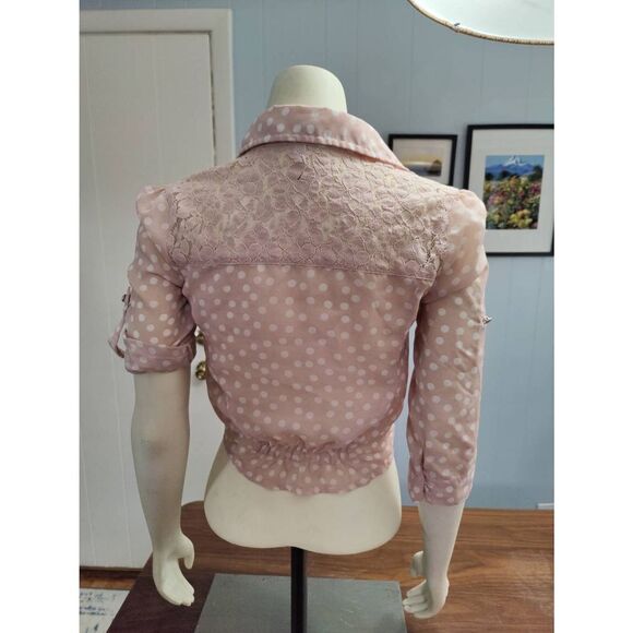 Bongo Polka Dot Button Down Blouse - Picture 3 of 6